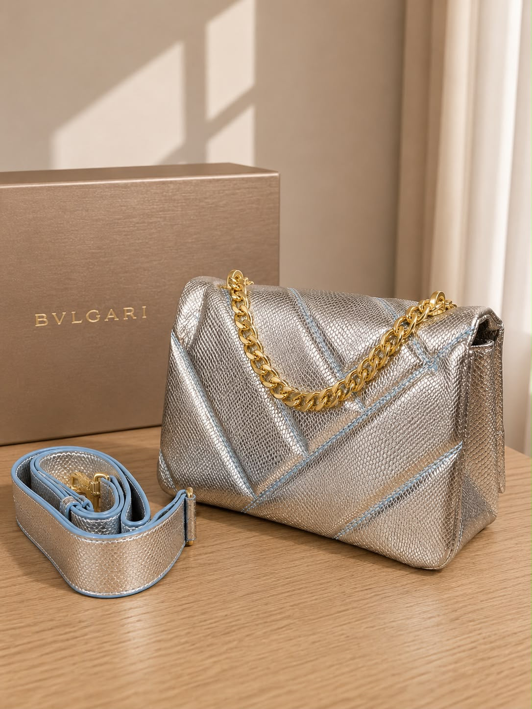 luxurious Python Leather Serpenti Cabochon Cross-Body Bag by Bvlgari